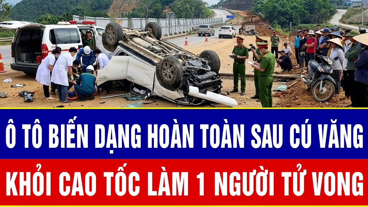 ĐIỂM NÓNG 4/3: Ô tô biến dạng hoàn toàn sau cú văng kinh hoàng khỏi cao tốc làm 1 người tử vong