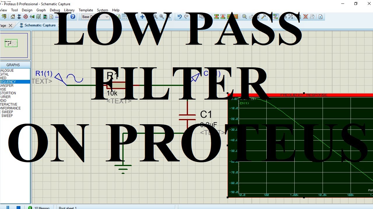 how to simulate RC LOW PASS FILTER | on proteus