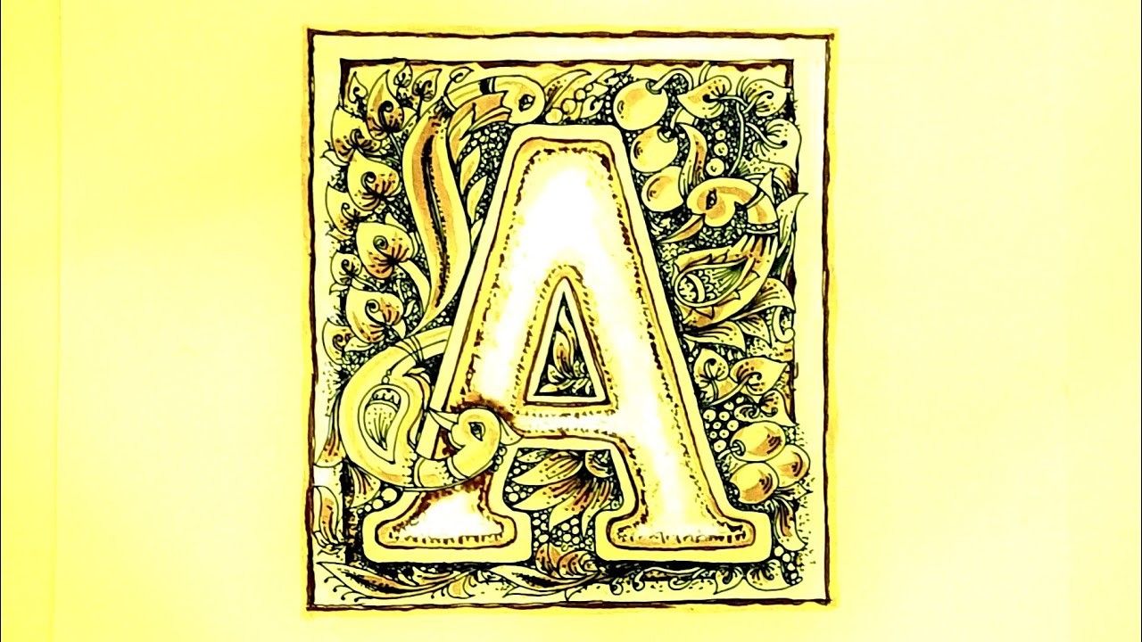 Zentangle Inspired Letter A Step by Step Drawing Tutorial  | G. DeviChandra #Video