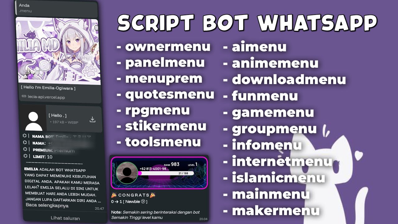 SC BOT WA MD TERBARU | FITUR? 830+ | MENU GROUP | MENU DOWNLOAD| AI MENU | MENU INFO | NO ENC? 100%