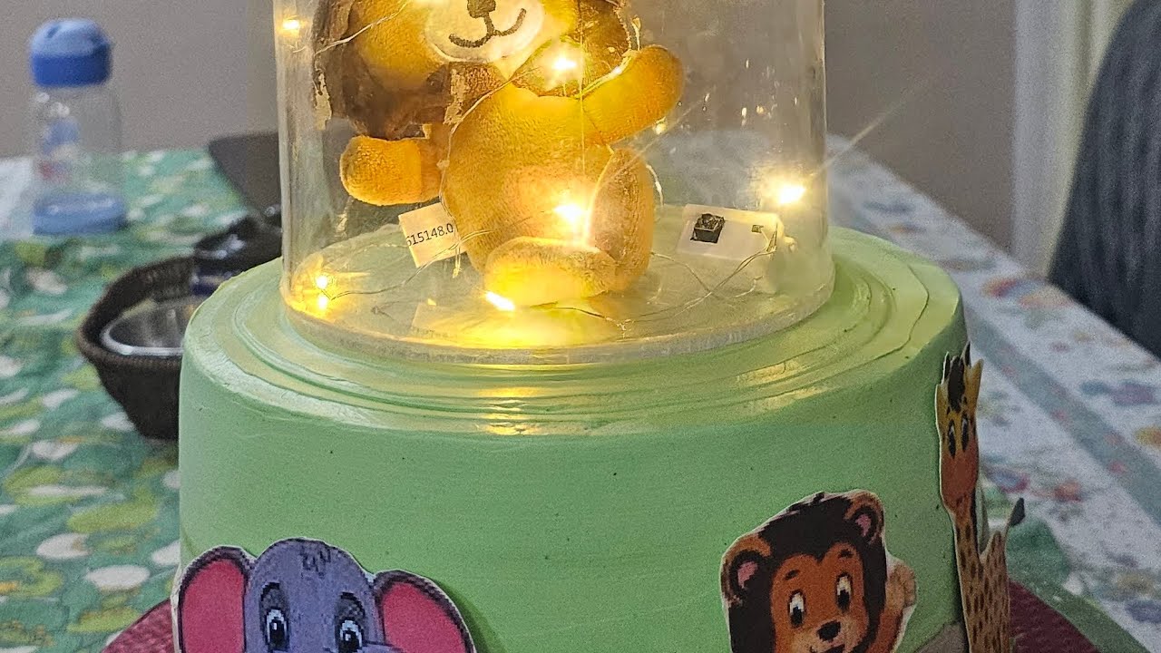 2 TIER JUNGLE THEME CAKE /HOW TO MAKE 2 TIER CAKE /NEW DESIGN 