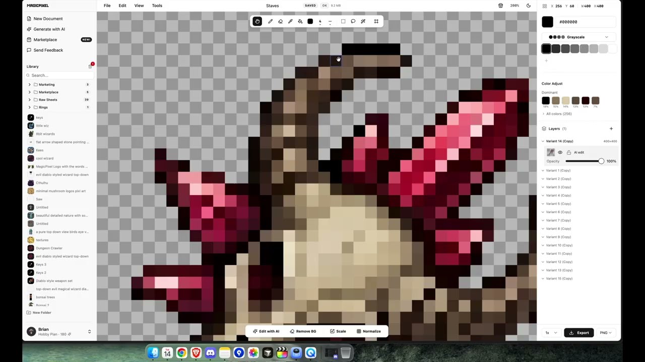 Cleaning up ai-generated pixel art assets - Asset normalization using MagicPixel