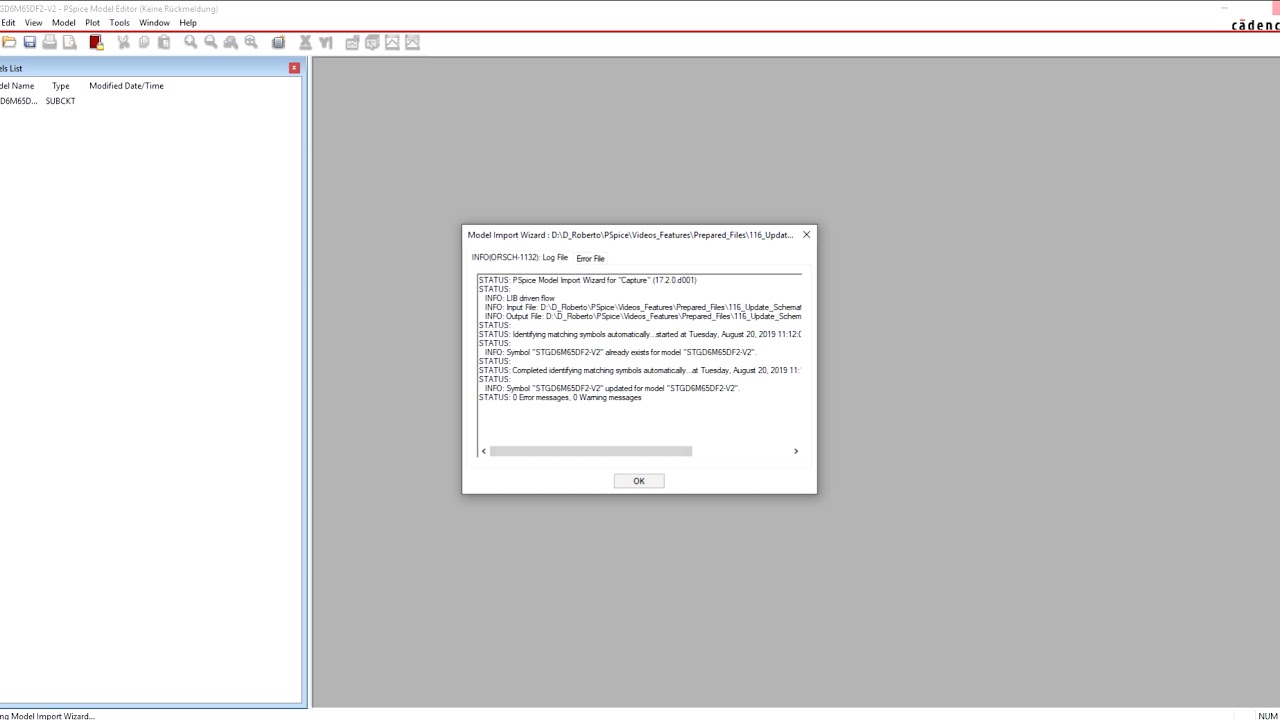 ERROR (ORCAP 1228): Part is out of date