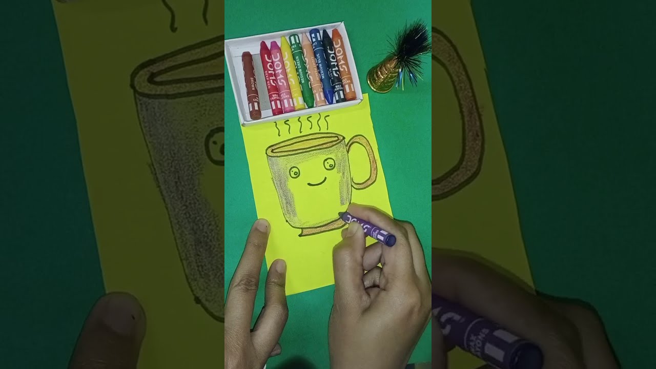 Draw and colour cute coffee cup#easy#simple#trending#shorts#viral#happy#cute#beautiful#best#love