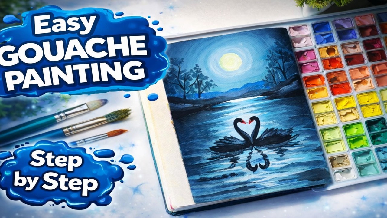 Let's paint this serene moonlit swan painting together! 🎨🌙🦢@Artistico_Neelu