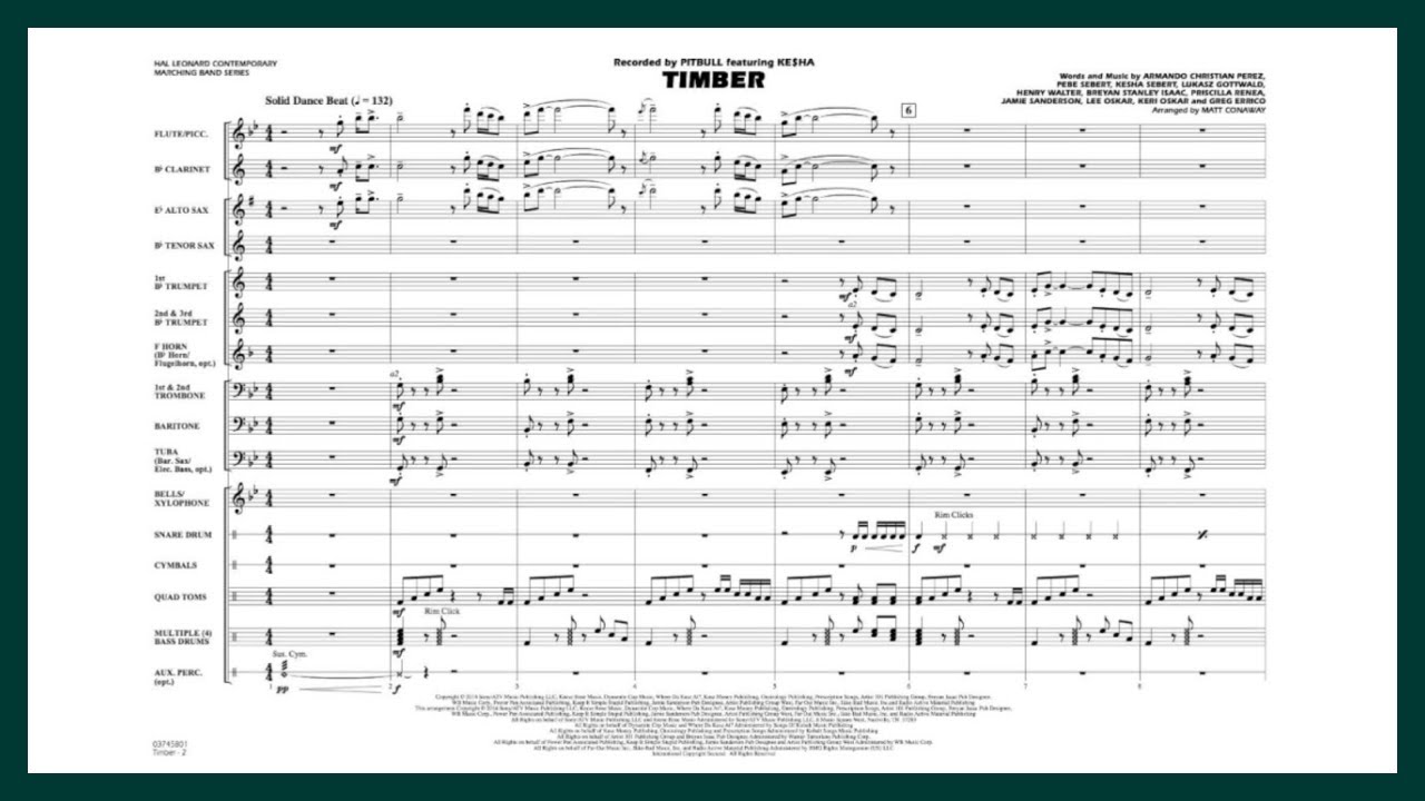 Timber by Pitbull feat. Ke$ha | Arr. Matt Conaway