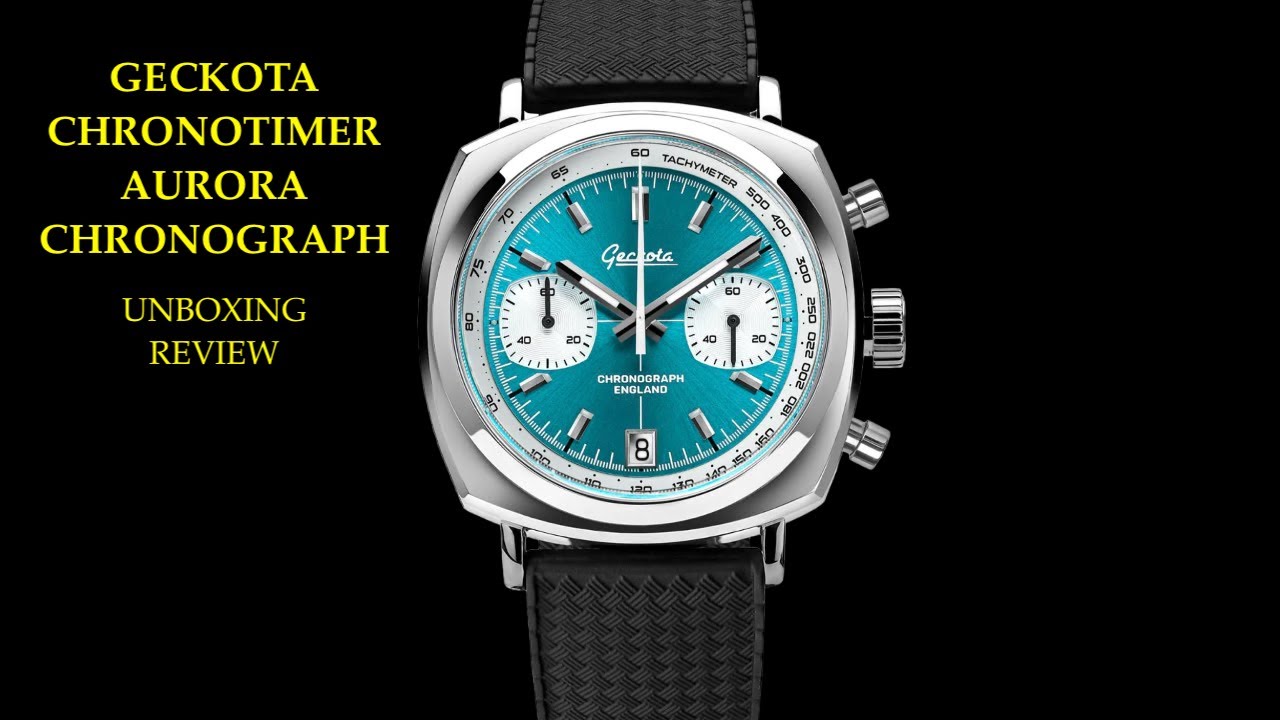Geckota Chronotimer Aurora Chronograph Aqua Sunburst Watch | Review Valjoux Relogios
