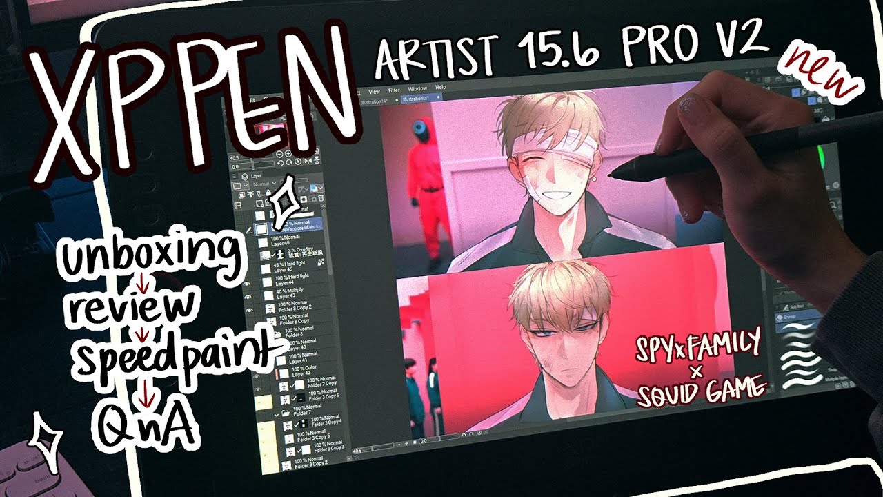 woah 😱 | XPPen Artist 15.6 Pro V2  (review + speedpaint + q&a) | SPY×FAMILY ✖  Squid Game