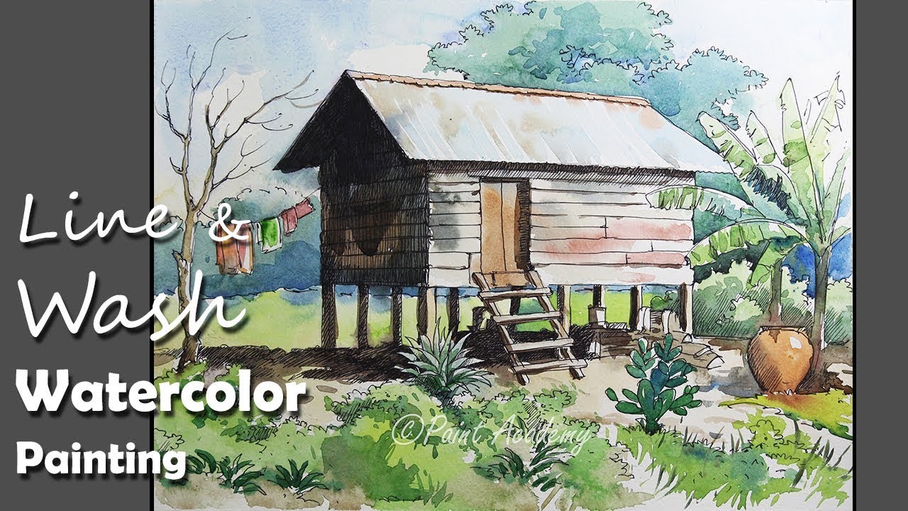Line & Wash Watercolor Technique | step by step