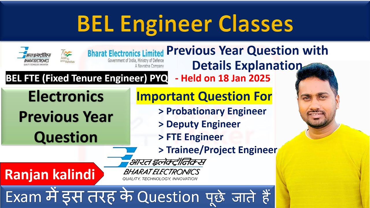 BEL FTE Previous Year Question Solution | Fixed Tenure Engineer Paper Electronics Branch | BEL Exam