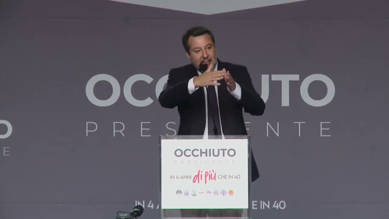 MATTEO SALVINI A LAMEZIA TERME PER SOSTENERE ROBERTO OCCHIUTO PRESIDENTE DELLA CALABRIA