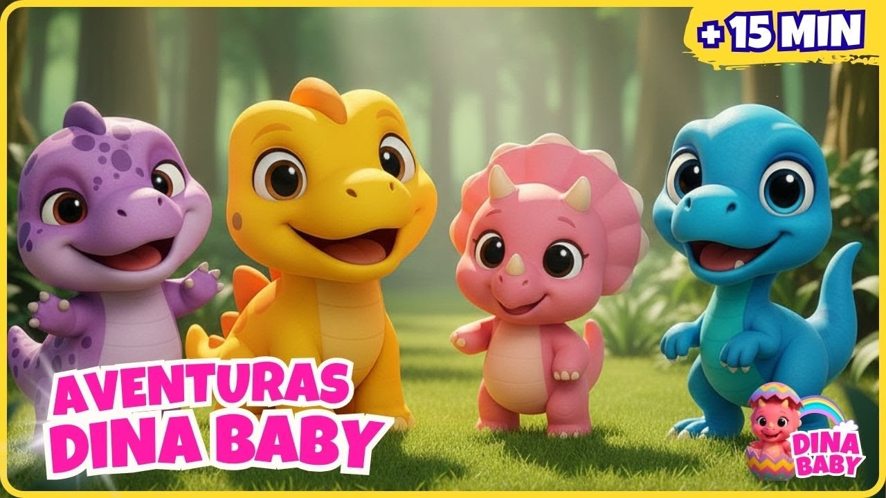 🦖💗 15 Minutos DINA BABY DINOSSAUROS Aventuras com TICO | Música Infantil Dinossauros@turmadinababy