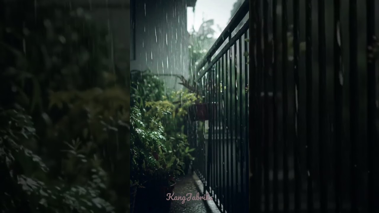ASMR Hujan Deras di Teras Rumah  Suara Alam Untuk Tdur Nyenyak 