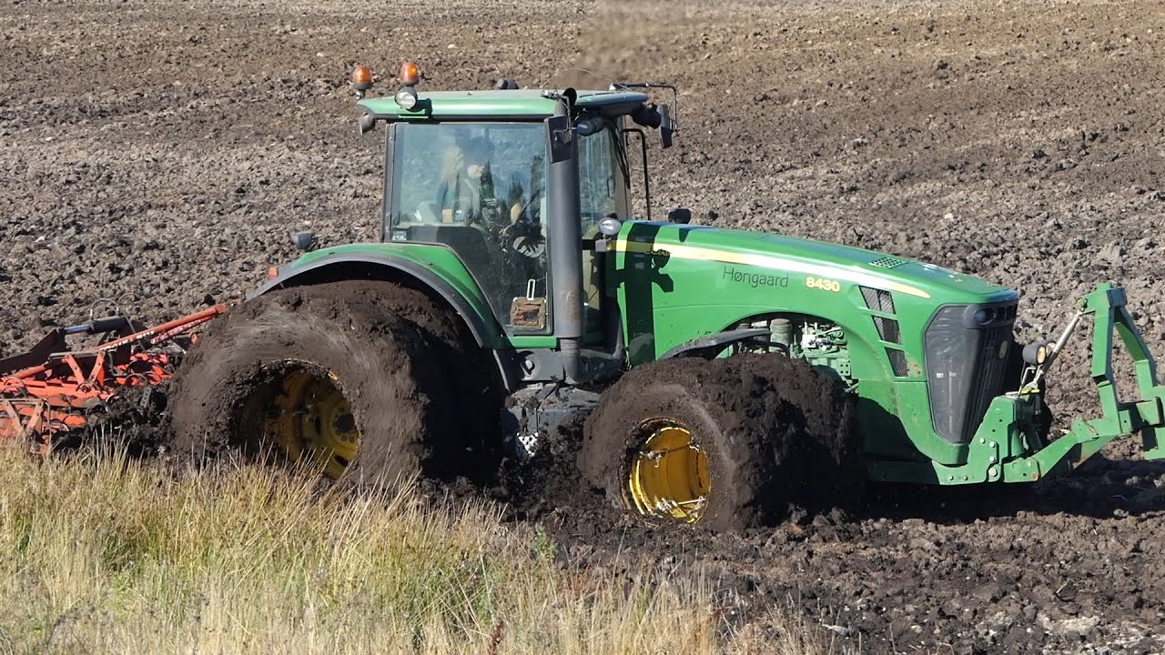John Deere 8430 playing around in MUDHOLE and ALMOST gets totally stuck | PURE SOUND & POWER
