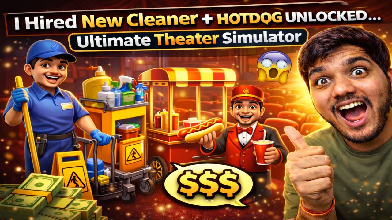 I Hired New Cleaner + Hotdog Unlocked ....  Ultimate Theater Simulator Ep:- 4