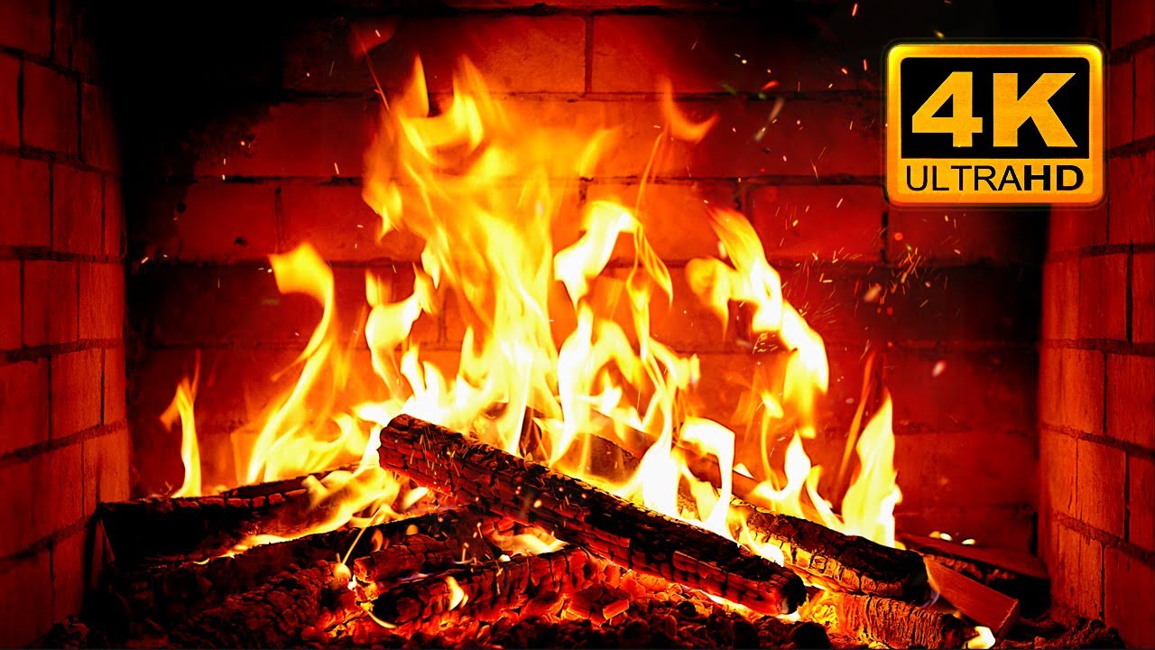 FIREPLACE 4K 🔥 Fireplace video with Burning Logs & Fire Sounds
