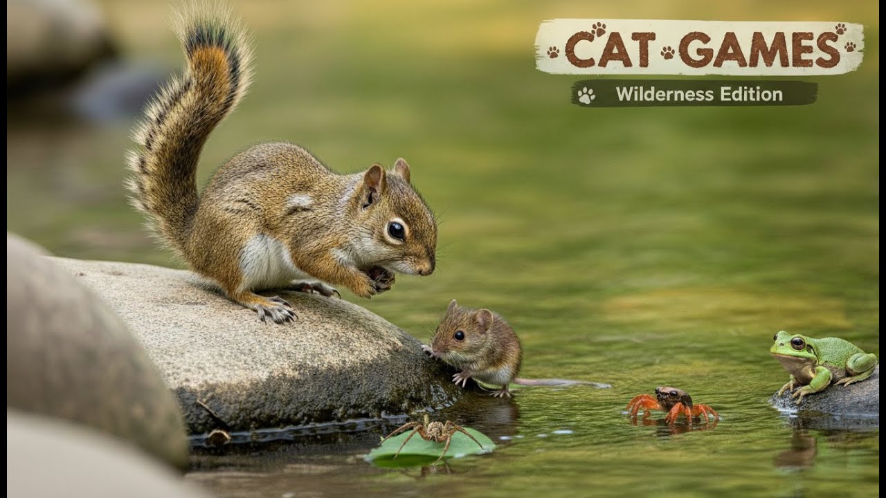 CAT GAMES | Cat TV: Small Animals Playing by a Creek 🌿 (4K HDR)