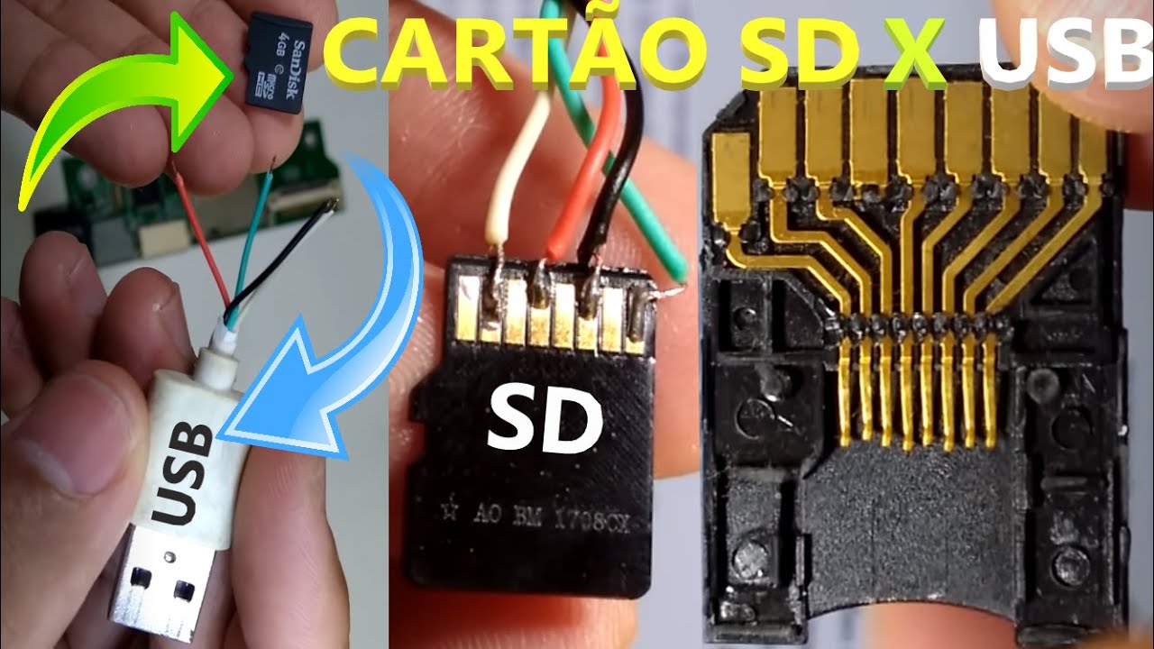 É possível fazer adaptador de cartão sd para usb apenas ligando os 4 fios ?  Verdade ou Fake?