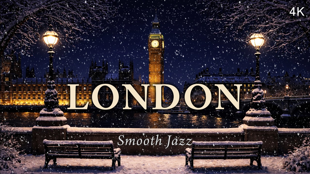 ❄️Big Ben & Westminster Snowy Night Ambiance - 1 Hour Smooth Jazz - London Night Vibes