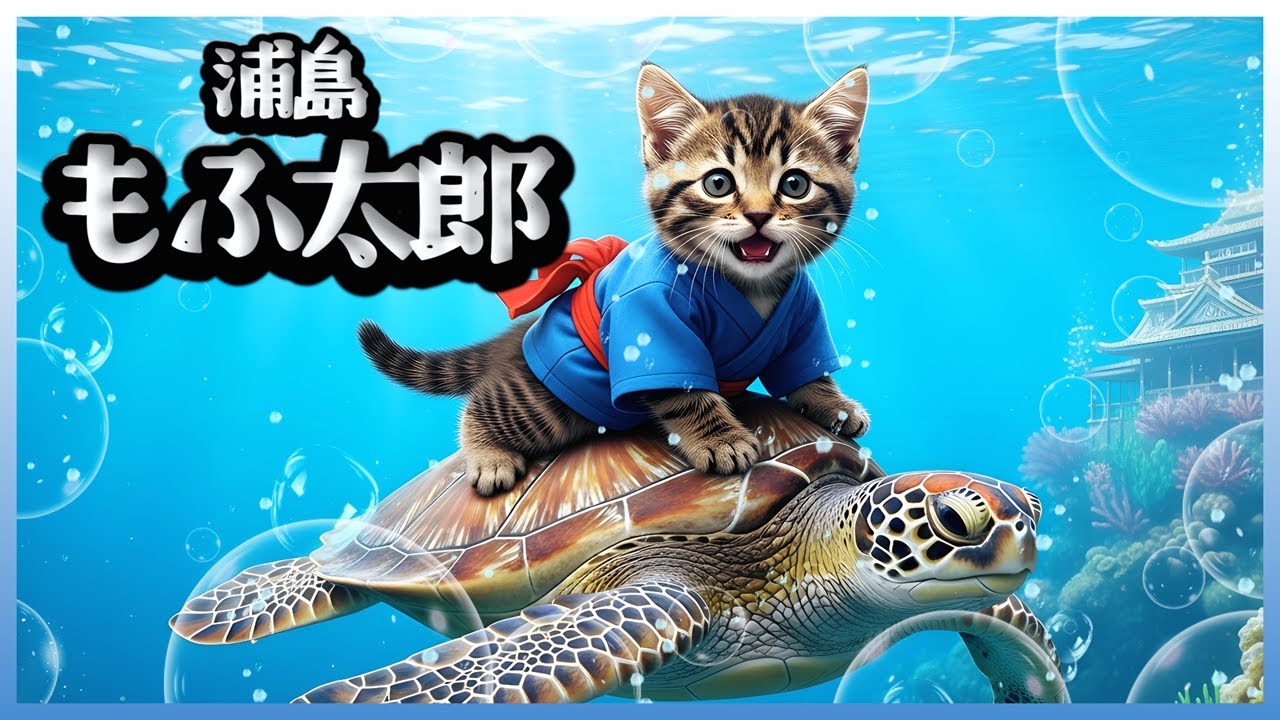 浦島もふ太郎 🐢 海の旅へ | Cute Kitten Sea Journey