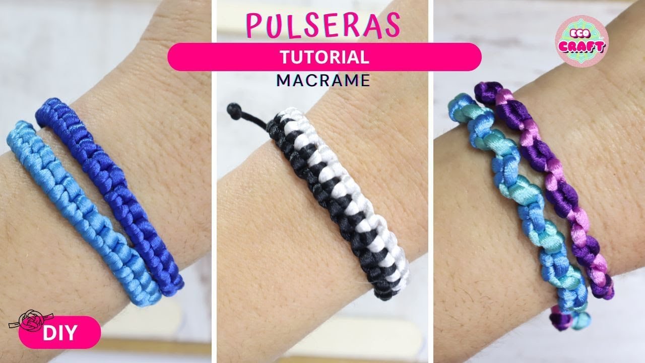 MACRAME para PRINCIPIANTES 🧵 3 pulseras fáciles con nudo alondra