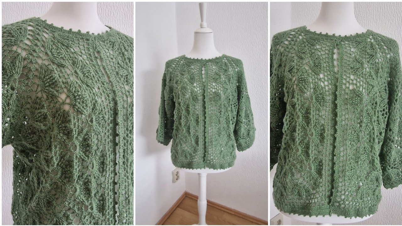 Tüm Bölümler🍃SUB 🍃Tığ İşi Yapraklı Altıgen  Yapımı | Crochet Hexagon Cardigan Tutorial 