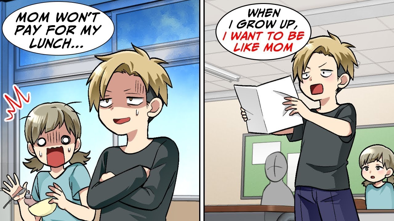 Stingy mom doesn't pay for her son's lunch... [Manga Dub]