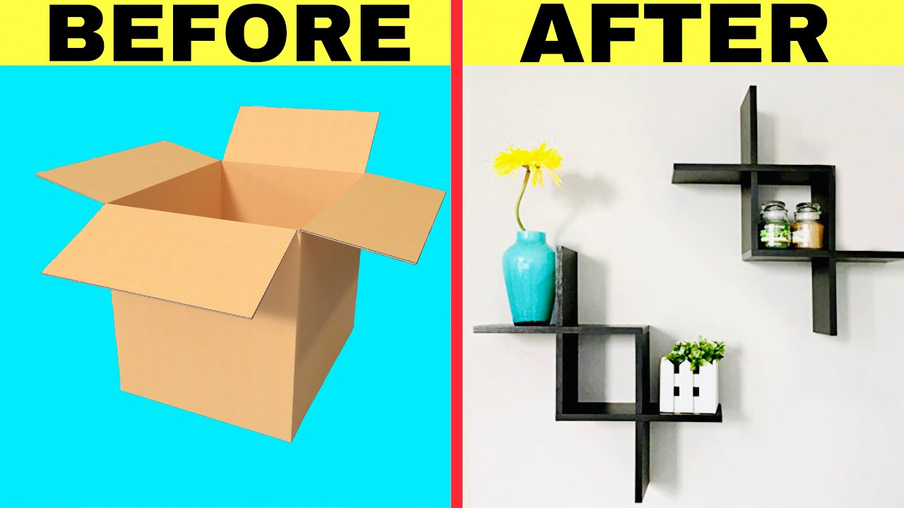 4 SUPER EASY WALL SHELF USING CARDBOARD | DIY CARDBOARD HOME DECOR | BEST OUT OF WASTE CRAFT
