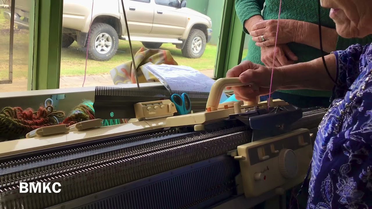 Broken Toe Cast on using Brother knitting machine and Ribber