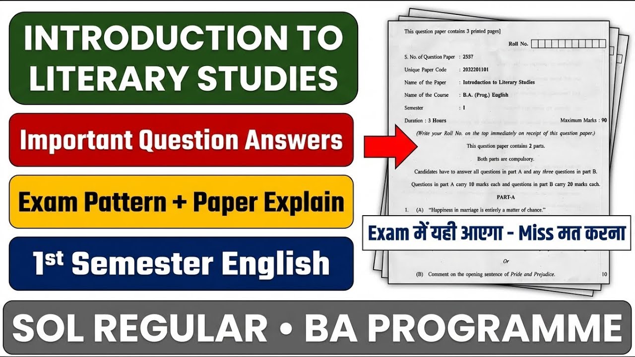 Introduction to Literary Studies Important Question Answers 1st Semester BA Prog English SOL REGULAR
