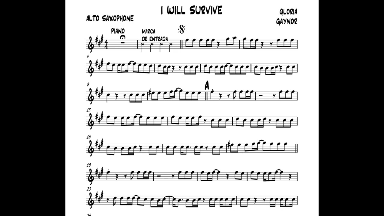 I WILL SURVIVE partituras para saxo alto, tenor, flauta-violín.