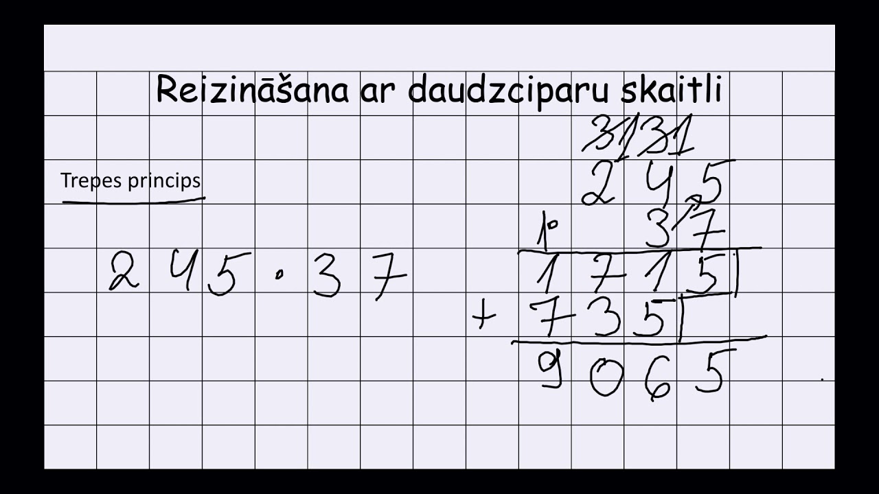 Reizināšana rakstos. Daudzciparu skaitļu reizināšana