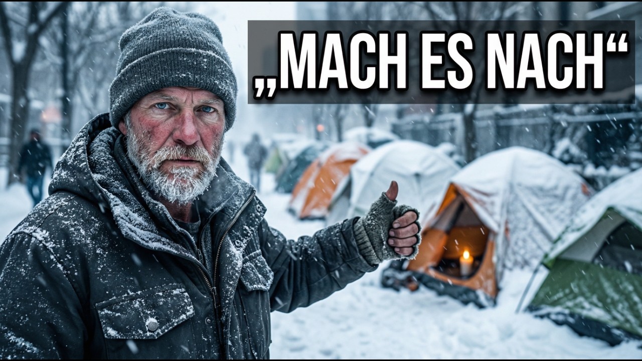 Wie Obdachlose im Zelt ohne Heizung unter 0°C schlafen