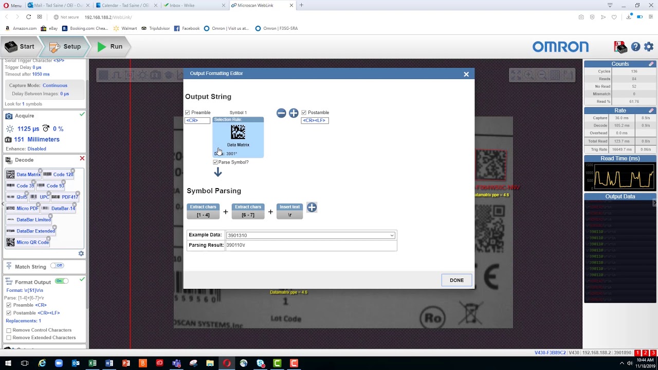 OMRON MicroHAWK | Using Weblink format output feature