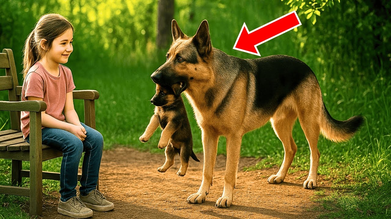 Un Berger Allemand Offre Son Chiot À Une Fillette Et Pleure... Sa Réaction Émeut Tout Le Monde
