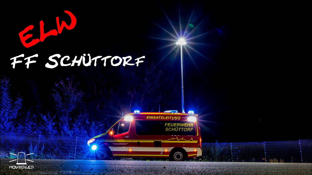 ELW Freiwillige Feuerwehr Sch&uuml;ttorf bei Nacht H&auml;nsch DBS 5000 Kreuzungsblitzer