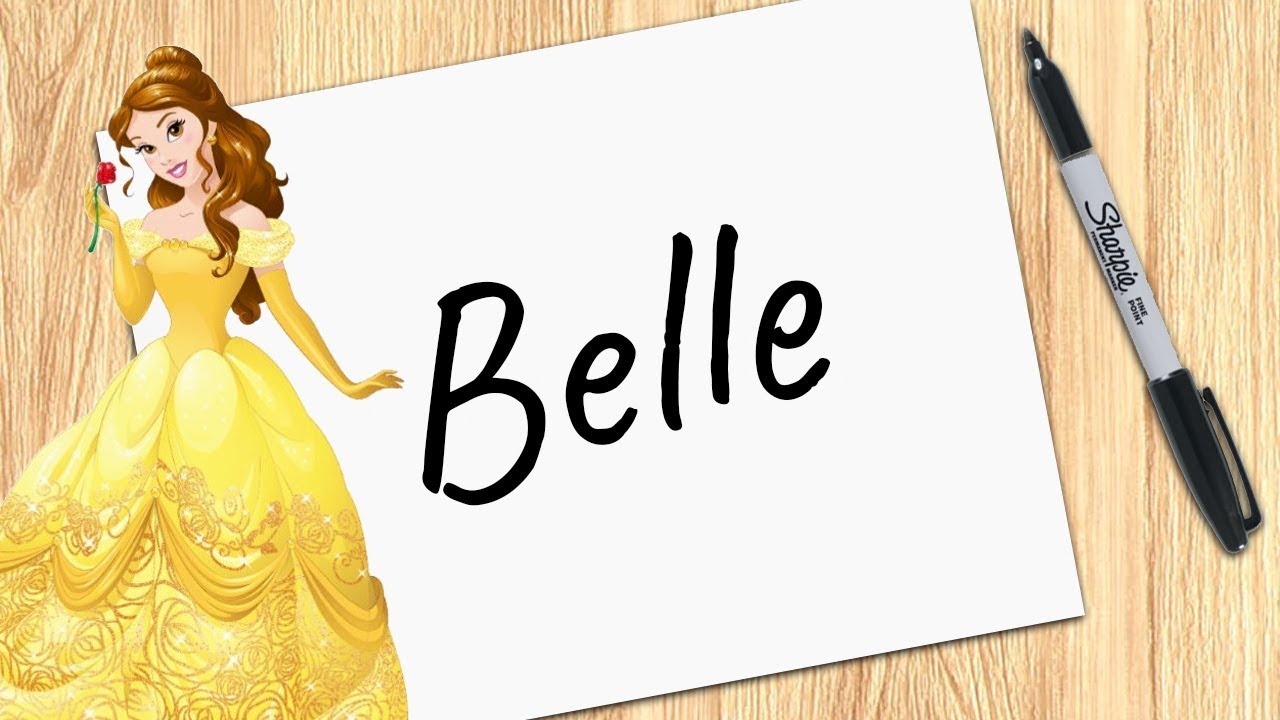 How to turn words Belle Disney Princess Into Drawing Easy step by step