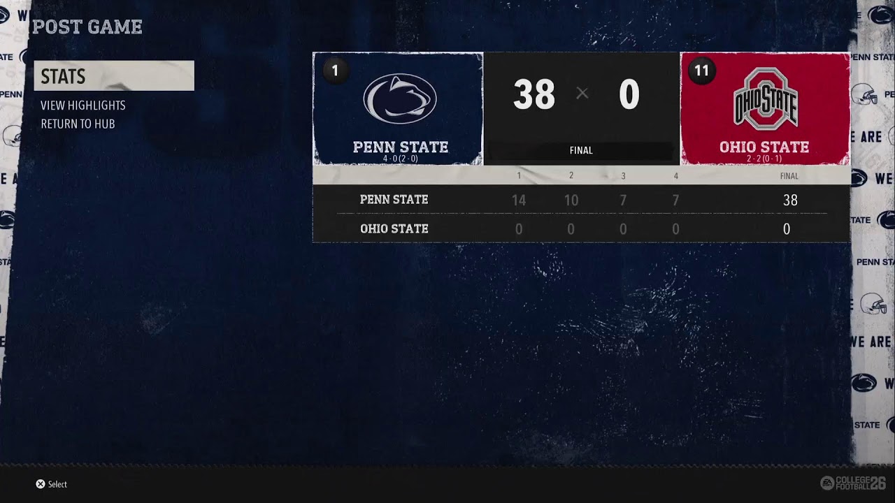 CFB26 SOCCER SIM League #1 Penn State Nittany Lions at #11 Ohio State Buckeyes