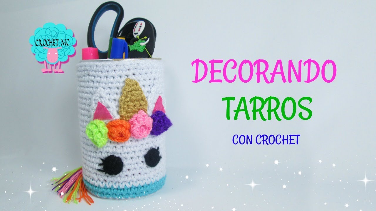 Tutorial decoración tarro con crochet