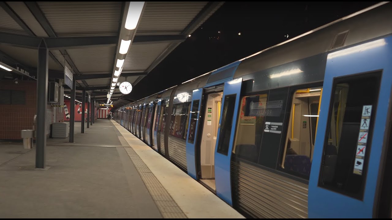 Sweden, Stockholm, subway night ride from Ropsten to T-Centralen