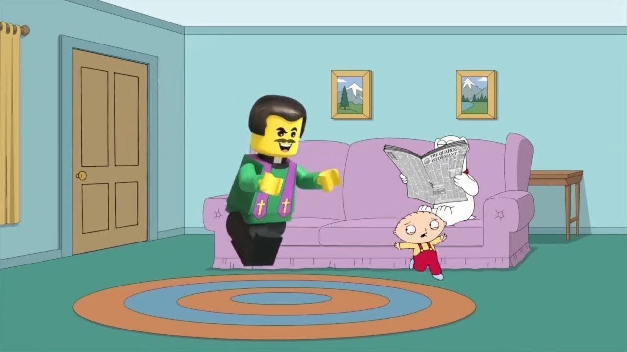 Stewie is chased by Lego Spotlight Priest (Family Guy) [5 mins]