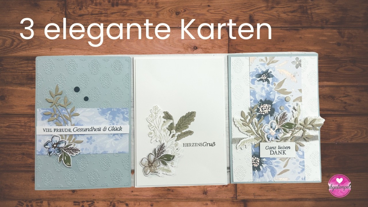 3 elegante Karten mit dem Produktpaket „Zarte Blütenzweige“  Produktreihen-Kollektion Traumhaft zart