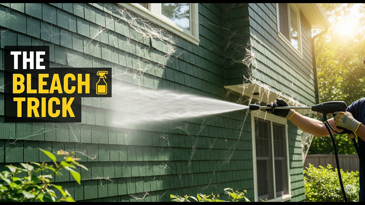 How To: Remove Spider Webs with a Pressure Washer & Bleach