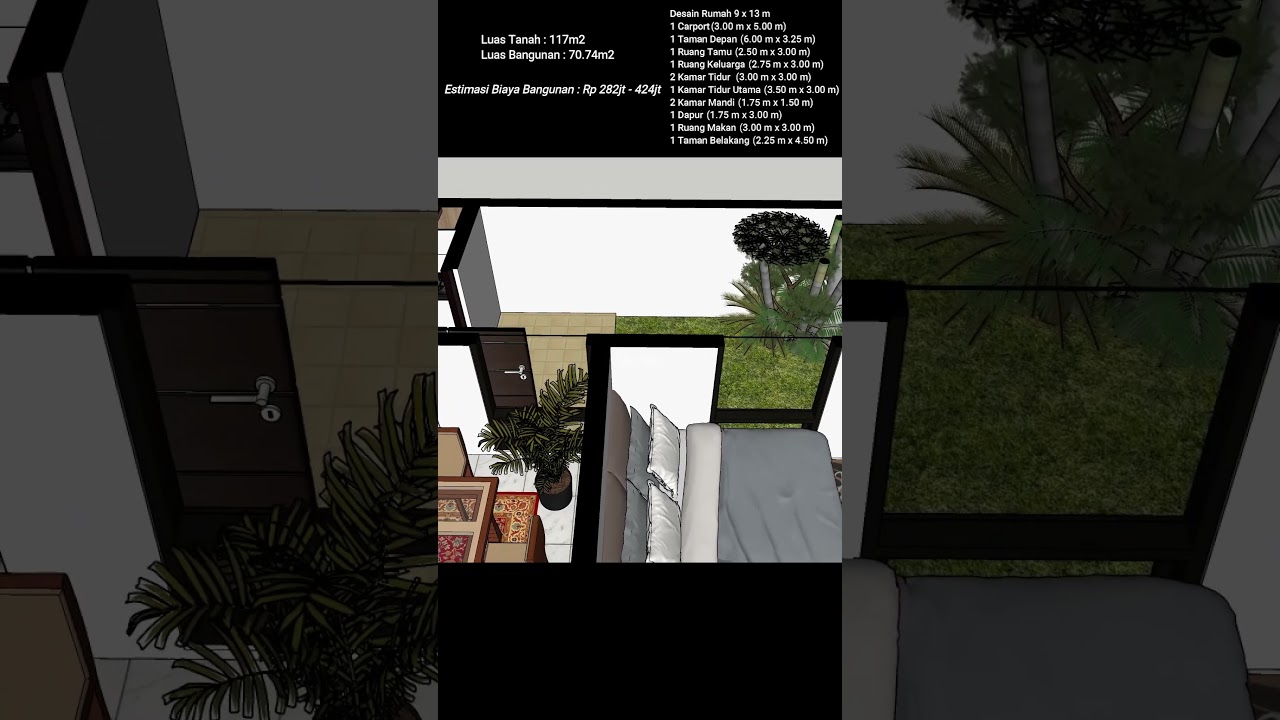 Desain Rumah 9x13 Meter Denah Simpel Dan Modern