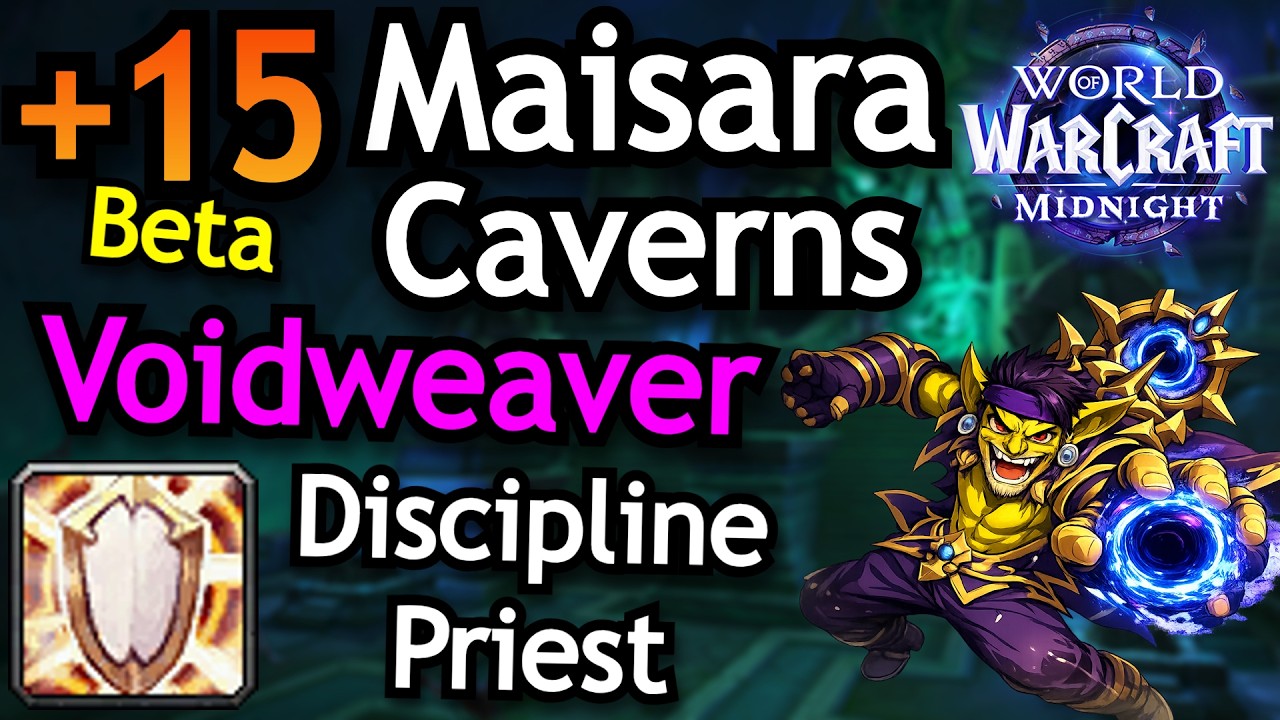 +15 Maisara Caverns Voidweaver Discipline Priest + Brewmaster | WoW Midnight Beta Healer Gameplay