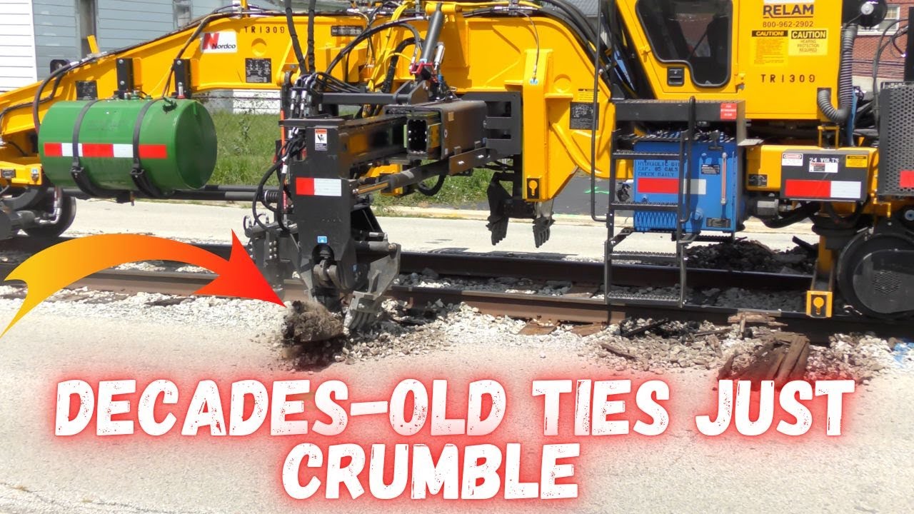 Replacing decades-old railroad ties that are just crumbling on street-run stretch of track