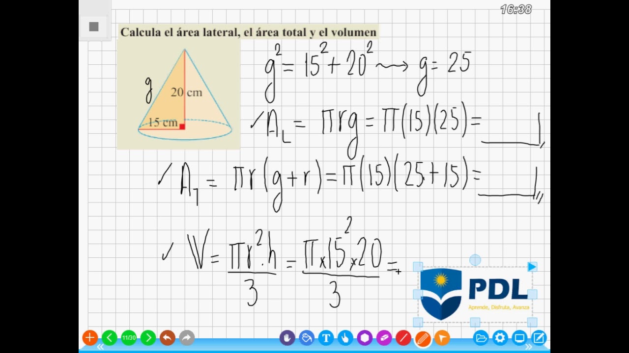 COLEGIO PDL - 1   CONO, &Aacute;REAS Y VOLUMEN