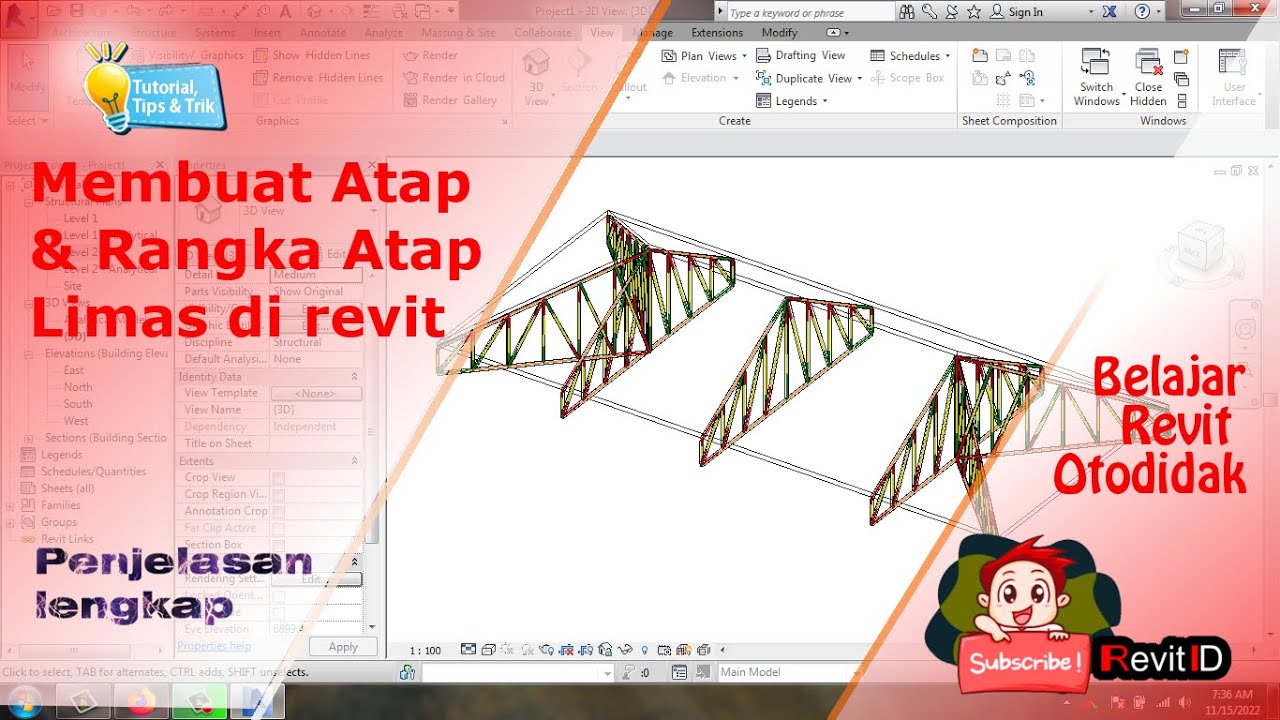 077   Tutorial Revit   Membuat Rangka Atap Limas