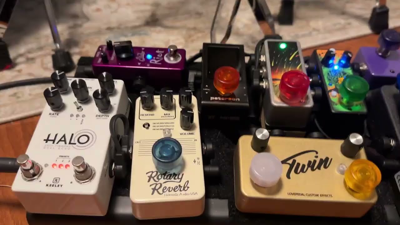 My new pedalboard - Lovepedal Twin, Rotary Reverb, Halo, Purple Octopus, Hendrix Fuzz Face, and more