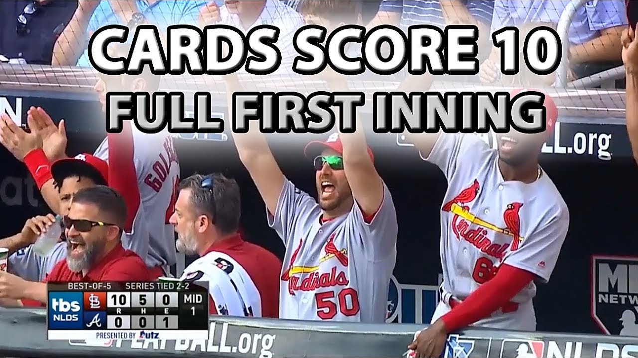 Cardinals 10 Run Inning - Cards score 10 vs Braves, Game 5 (FULL 1st Inning)